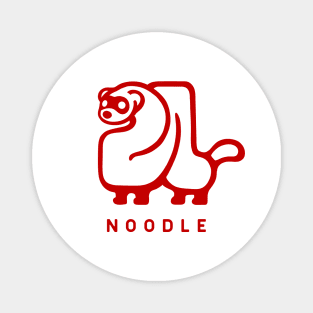 Ferret noodle. Minimal geometric design of a cute creature in red ink Magnet